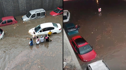 Sağanak ani bastırdı, alt geçitte mahsur kaldılar