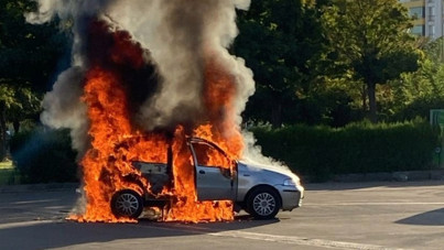 Muayeneden geçmeyen otomobilini yaktı