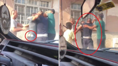 Ne boks maçı ne film sahnesi... Sokak ortasında yumruk yumruğa kavga