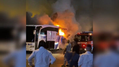 Ümraniye'de otobüs yangını