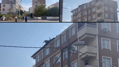 İstanbul'da 7 katlı binanın çatısı uçtu