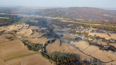 Çanakkale'de yanan alanlar havadan görüntülendi