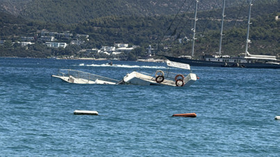 Bodrum'da 10 metrelik ahşap tekne battı