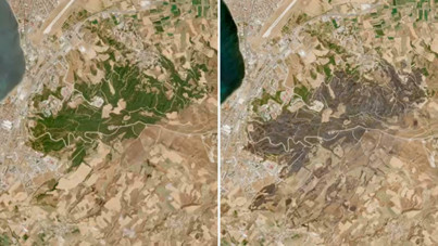Çanakkale yangınlarının zararı uydu fotoğraflarında
