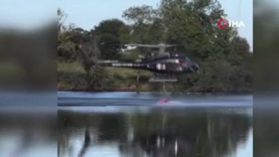 Yangın söndürme helikopteri göle düştü