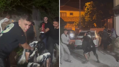 Ellerine geçen her şeyi damadın üzerine döktüler: Motor yağı dahil