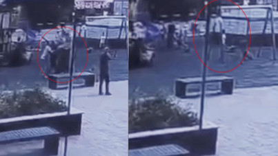 Parkta oynayan 5 ve 6 yaşındaki çocukları döverek hastanelik etti