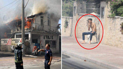 Dedesinden miras kalan evi benzin döküp ateşe verdi, oturup yangını izledi