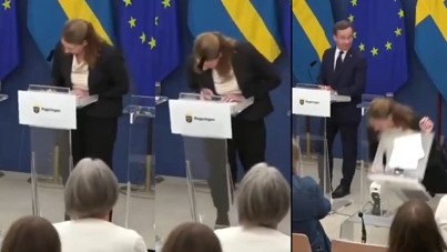İsveç’in yeni Sağlık Bakanı Elisabet Lann basın toplantısında bayıldı