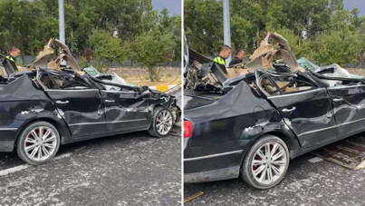 Koyun yüklü TIR otomobile çarptı: 1 yaralı