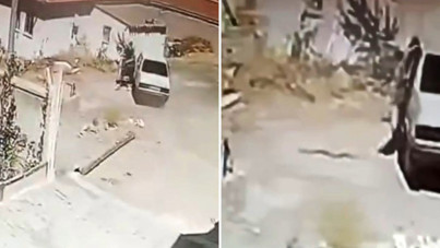 Panik anları: Aracını bile durdurmadan kaçtı