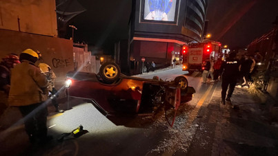 Çaldığı otomobille takla attı, kaçtı: Kağıthane’de film gibi kaza