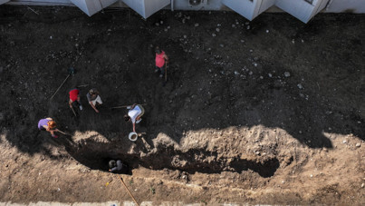 Mersin'de 4 yıl önce toprağa gömülen Fin balinasının iskeleti çıkarılıyor