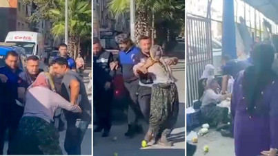 İzinsiz tezgâha, orantısız müdahale! Pazarda utanç görüntüleri