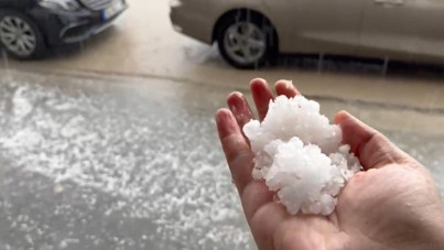 Meteoroloji uyarmıştı: Fındık büyüklüğünde dolu yağdı