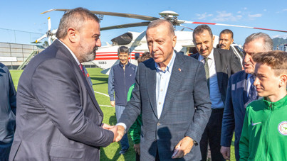 Erdoğan, Süper Lig ekibinin tesislerine helikopterle indi