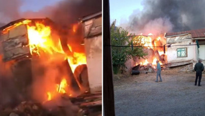 Köyde çıkan yangında 2 ev, ahır ve samanlık zarar gördü