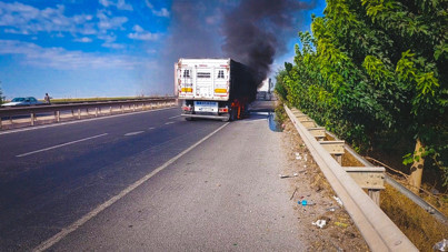 Durup dururken alev aldı