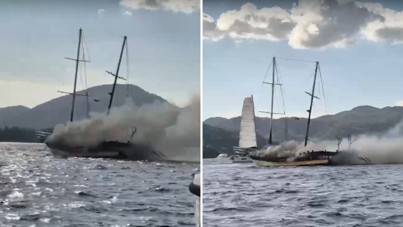 Denizin ortasında yangın paniği