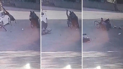 Otomobille çarpıştı, havaya fırlayıp yaşlı çiftin üzerine düştü