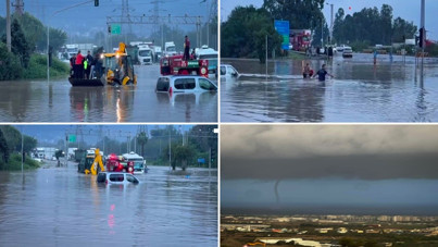 Yer Hatay: Yollar havuza döndü, denizde hortum çıktı