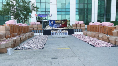 186 kişi tutuklandı, ele geçirilen maddeler bahçeye yığıldı