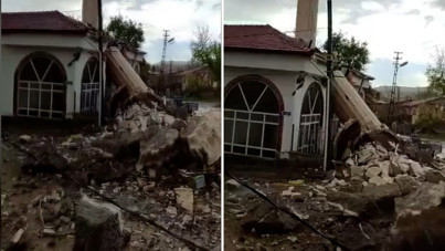 Ankara'da rüzgarlı akşam: Minare yıkıldı