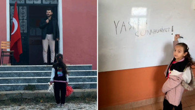 Konya'da 1 öğretmenli, 1 öğrencili okulda 29 Ekim töreni