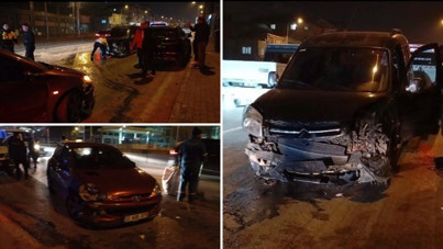 Direksiyon hakimiyetini kaybetti, 3 araç birbirine girdi