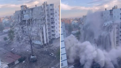 8 katlı bina yıkılırken çöktü