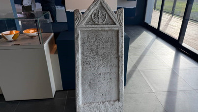 Su altından çıkan 2 bin yıllık mezar taşında beddua yazısı ortaya çıktı