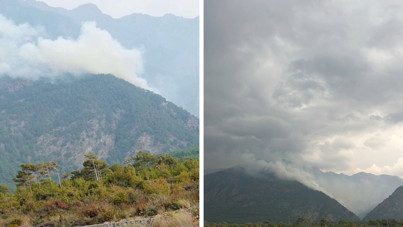 Hatay'da yıldırım düştü, orman yangını çıktı