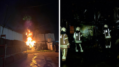 Başakşehir'de işçilerin ısınmak için yaktığı soba yangına neden oldu