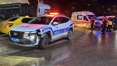 Dur ihtarına uymayan motosiklet polis aracına çarptı: 2 yaralı
