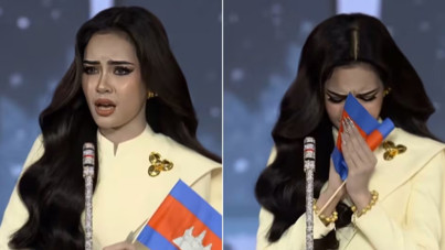 Elinde bayrakla gözyaşlarına boğuldu: Güzellik kraliçesinin zafer konuşması siyasi krize dönüştü