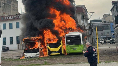 Otobüsler alev topuna döndü