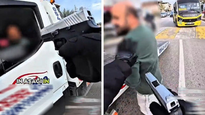 Çekicinin üzerindeki motosikletin silah zoruyla indirildiği kurgu videoyla ilgili 4 gözaltı