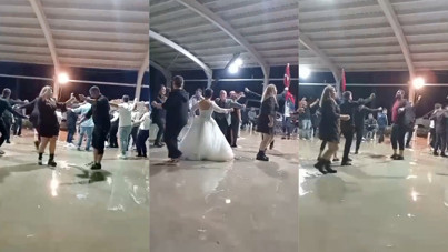 Düğün pistini sağanak doldurdu: Gelin ve damat suyun içinde oynamaya devam etti