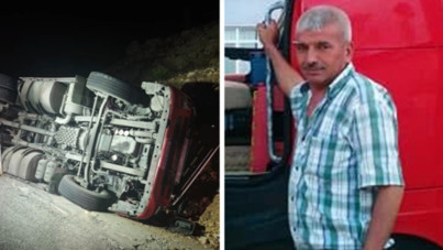 Kontrolden çıkan TIR şarampole devrildi: Sürücü hayatını kaybetti