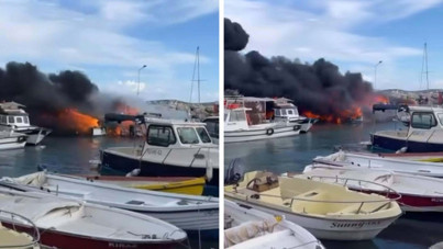 Tekneyi alevler sardı