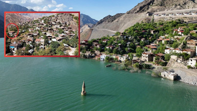 Baraj altında kalan cami yıllar sonra ortaya çıktı! İçine kanoyla girdi