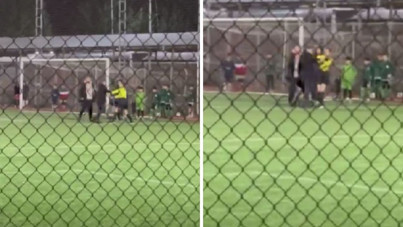 Çocukların gözü önünde kadın hakeme şiddet