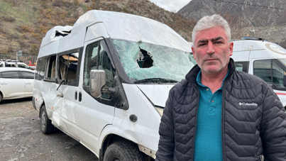 Üzerlerine kaya yağan minibüs şoförü o anları anlattı