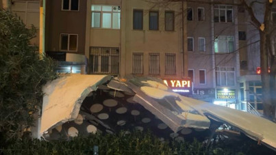 İstanbul'da fırtına: 15 katlı binanın dış cephesi uçtu