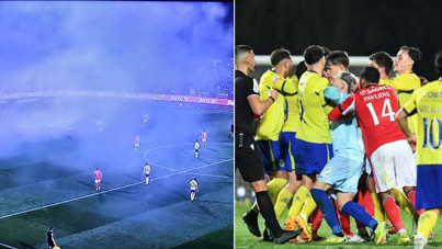 Benfica son dakikada attı, saha karıştı: Tribünde yangın çıktı