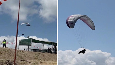 Yamaç paraşütü pilotunun düşme anı kamerada