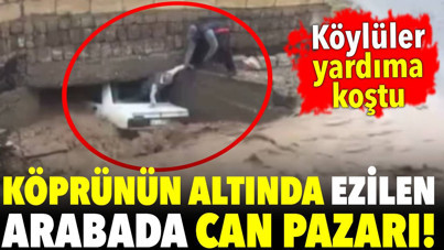 Selden köprünün altında ezilen arabada can pazarı! Köylüler yardıma koştu