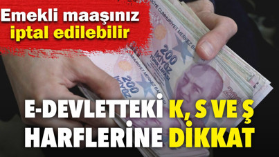 Emekli maaşınız iptal edilebilir. E-Devletteki K,S ve Ş harflerine dikkat