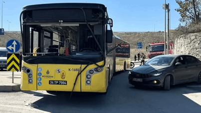 İETT otobüsü duvara çarptı. Yaralılar var