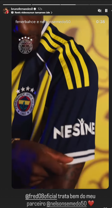 Bruno Fernandes'ten Fenerbahçe paylaşımı: Ortağıma iyi bak Fred! - Resim : 1